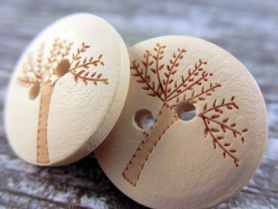 Preview: Baum Knopf Ohrstecker Holz Button wood tree